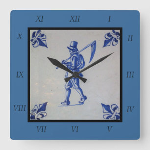 Relógio Quadrado Azulejo Azul Delft - Modelo