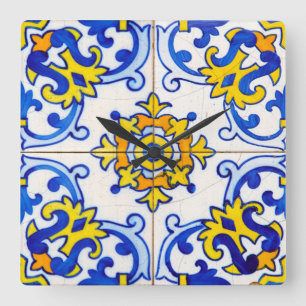 Relógio Quadrado Azulejo Azulejo português tradicional
