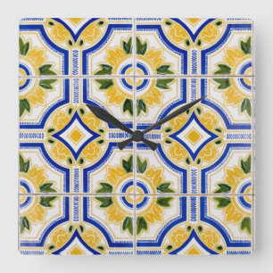 Relógio Quadrado azulejo brilhante, Portugal