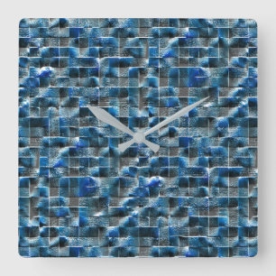 Relógio Quadrado Azulejo de cerâmica rústica de cinza virtual com