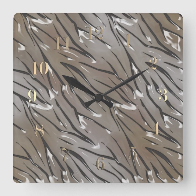 Relógio Quadrado Azulejo de vidro 3D pele de tigre líquida (Frente)