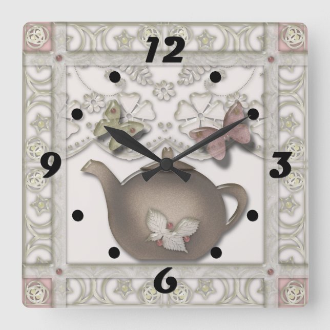 Relógio Quadrado Azulejo para a cozinha (Frente)