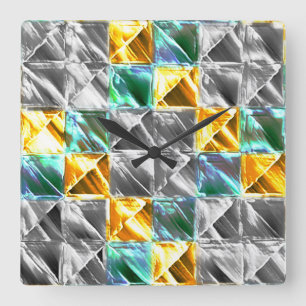 Relógio Quadrado Azulejos de visores, ouros e prata ou manchados