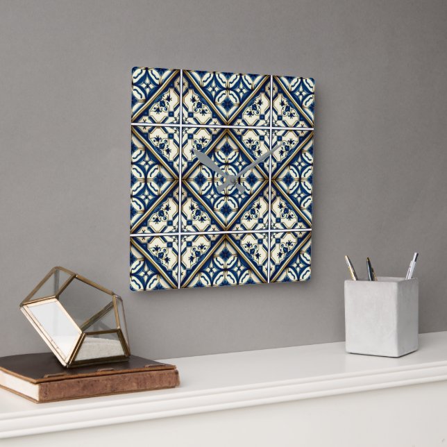 Relógio Quadrado Azulejos do Mediterrâneo, Portugal, Azulejo, Majol (Escritório)