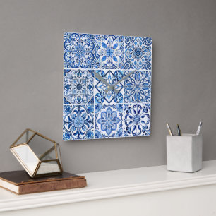 Relógio Quadrado Azulejos do Mediterrâneo, Portugal, Azulejo, Majol