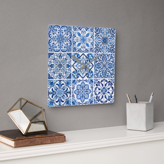 Relógio Quadrado Azulejos do Mediterrâneo, Portugal, Azulejo, Majol (Escritório)