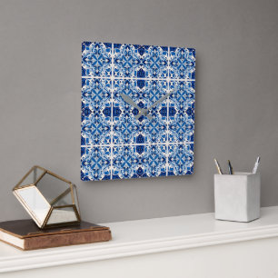 Relógio Quadrado Azulejos do Mediterrâneo, Portugal, Azulejo, Majol