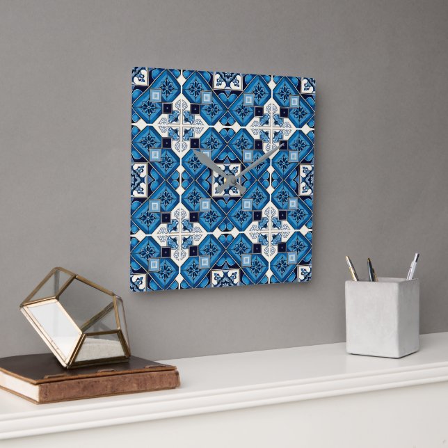 Relógio Quadrado Azulejos do Mediterrâneo, Portugal, Azulejo, Majol (Escritório)