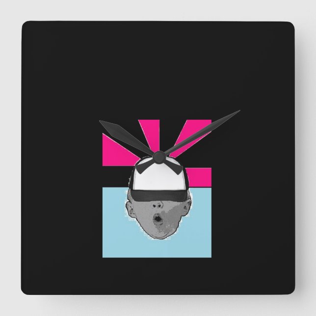 Relógio Quadrado ~Baby Hat~ WALL CLOCK, PERSONALIZE-O! (Frente)