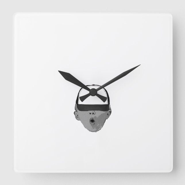 Relógio Quadrado ~Baby Hat~ WALL CLOCK, PERSONALIZE-O! (Frente)