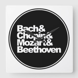 Relógio Quadrado Bach, Chopin e Mozart e Beethoven