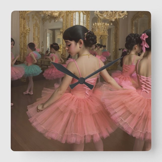 Relógio Quadrado Bailarinas en una gran sala de estilo rocóco (Frente)