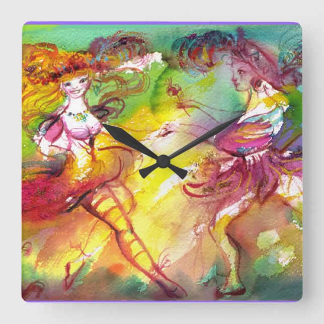 Relógio Quadrado BALÉ CARNIVAL / Mascarada de Veneza,Música de danç (Frente)