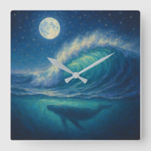 Baleia Sob a Onda ao Luar - Estilo de Pintura Past