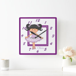 Relógio Quadrado Ballerina de Lavanda Bastante Personalizada