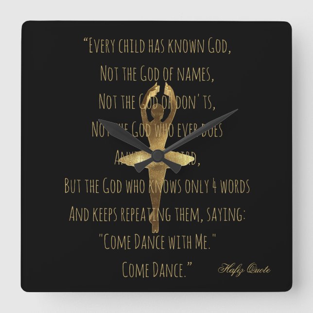 Relógio Quadrado Ballerina Inspirational Dance Cote Escola de Balé (Frente)