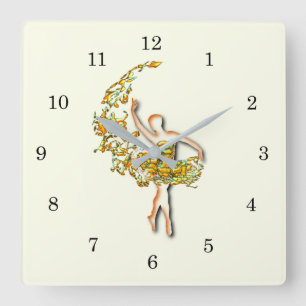 Relógio Quadrado Ballerina Wall Clock - Balé de incêndio Dançarina