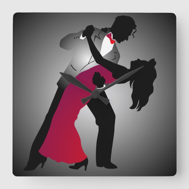 Relógio Quadrado Ballroom Dancer Wall Clock (Frente)