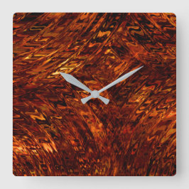 Relógio Quadrado bandas abstrato curvas em tons de ouro avermelhado