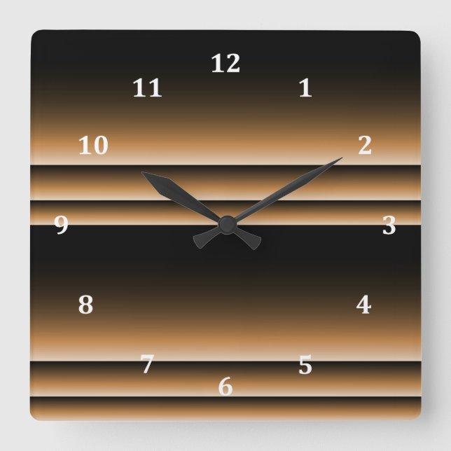 Relógio Quadrado Bandas de madeira marrom-de-cobre de bronze metáli (Frente)