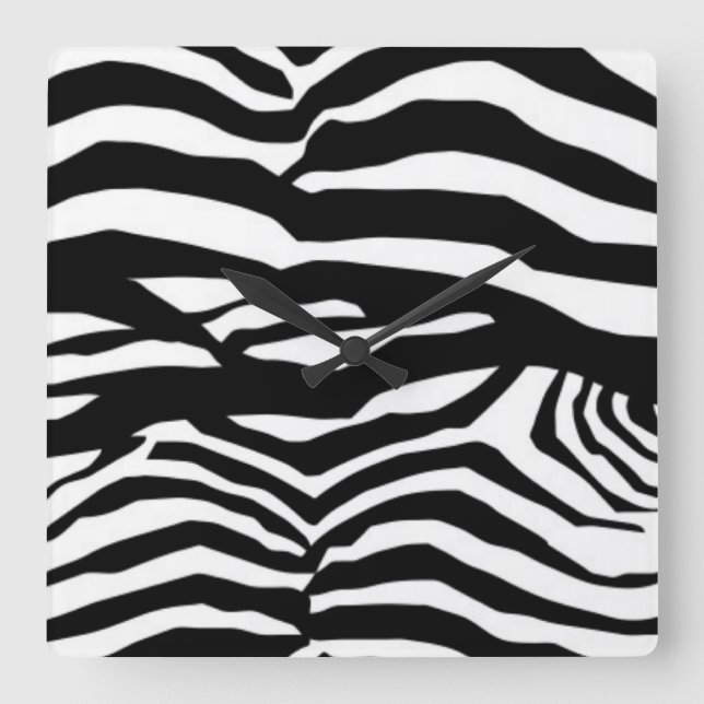 Relógio Quadrado Bandas De Zebra Pretas E Brancas (Frente)
