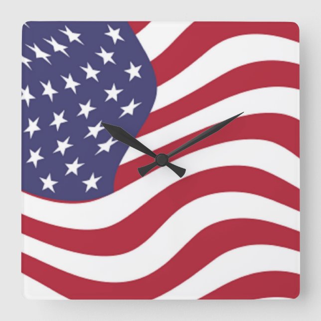RELÓGIO QUADRADO BANDEIRA AMERICANA (Frente)