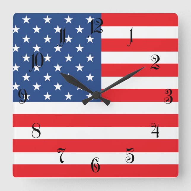 Relógio Quadrado Bandeira Americana (Frente)
