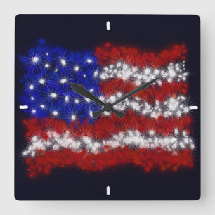 Relógio Quadrado Bandeira americana da bandeira dos Estados Unidos