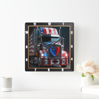 Relógio Quadrado Bandeira Americana de Pets Patrióticos