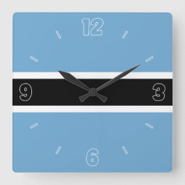 Relógio Quadrado Bandeira Botsuana Blue White Numbers Patriótico