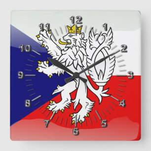 Relógio Quadrado Bandeira brilhante checa