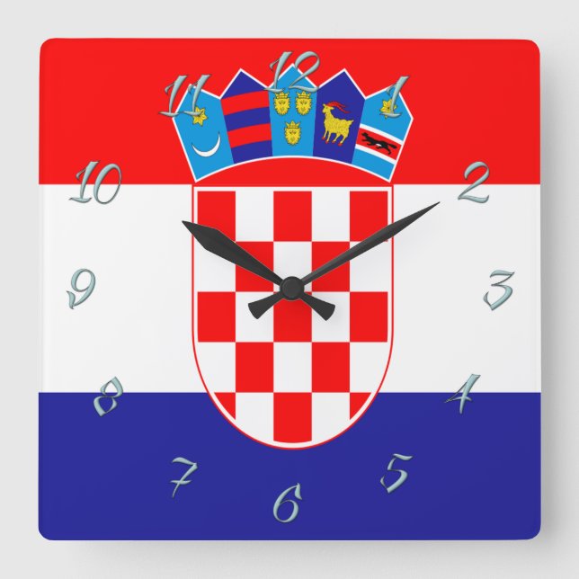 Relógio Quadrado Bandeira croata (Frente)