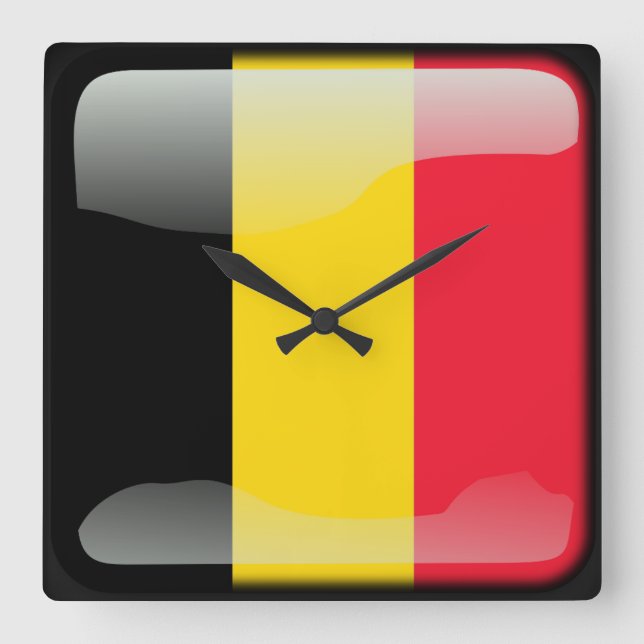 Relógio Quadrado Bandeira da Bélgica (Frente)