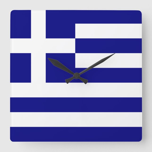 Relógio Quadrado Bandeira da Grécia (Frente)