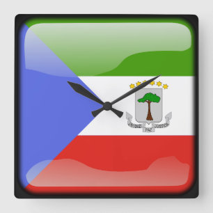 Relógio Quadrado Bandeira da Guiné Equatorial