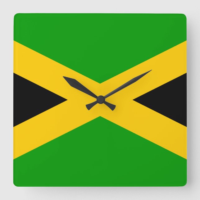 Relógio Quadrado Bandeira da Jamaica (Frente)