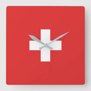 Relógio Quadrado Bandeira da Suiça - Schweiz - Suisse - Svizzera