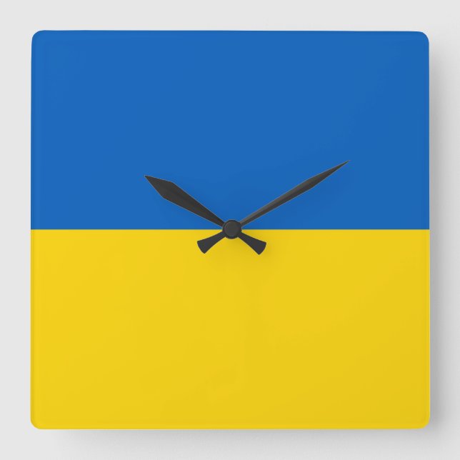 Relógio Quadrado Bandeira da Ucrânia (Frente)