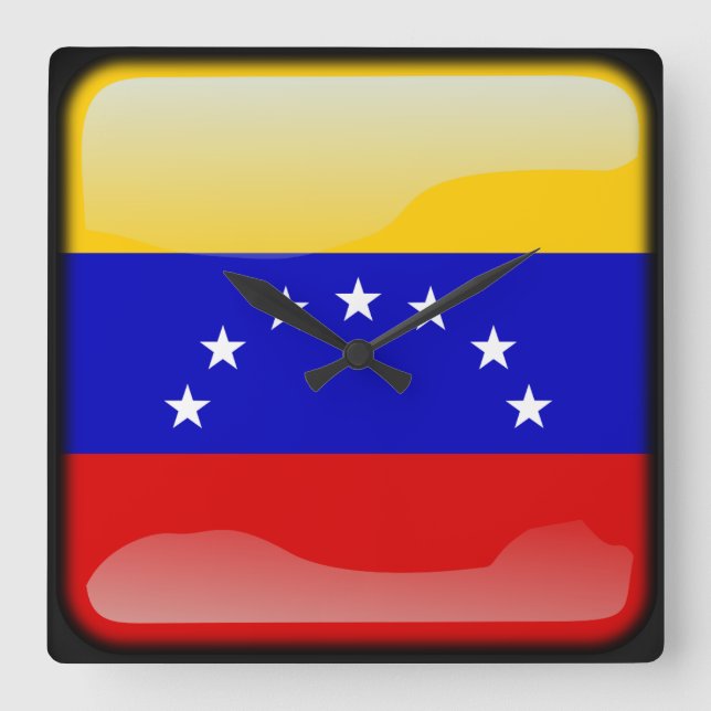 Relógio Quadrado Bandeira da Venezuela (Frente)