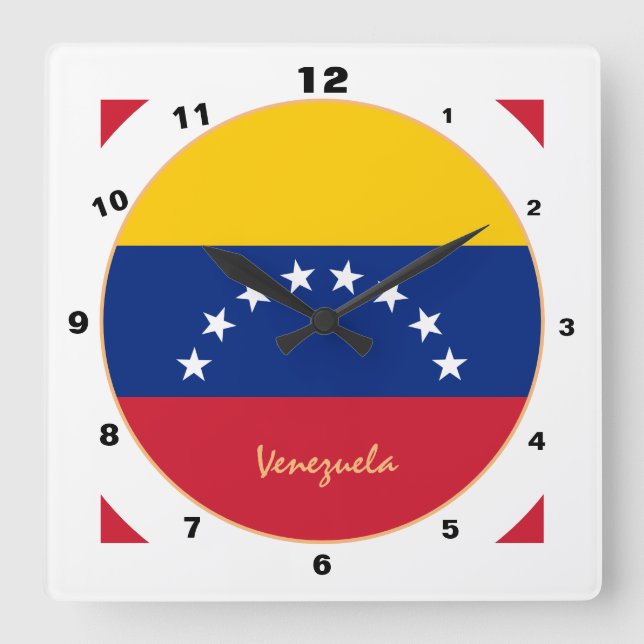Relógio Quadrado Bandeira da Venezuela moderna, página inicial da V (Frente)