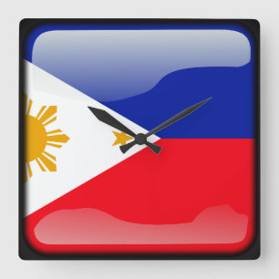 Relógio Quadrado Bandeira das Filipinas