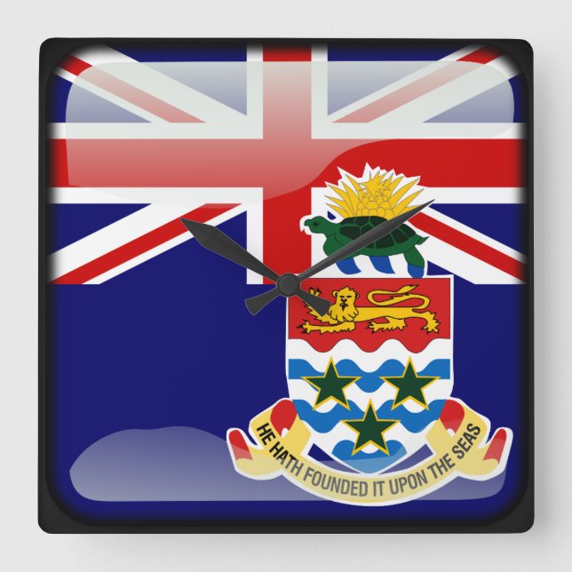 Relógio Quadrado Bandeira das Ilhas Cayman (Frente)