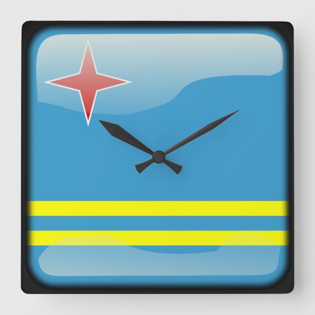 Relógio Quadrado Bandeira de Aruba (Frente)