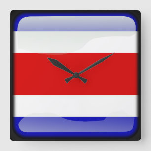 Relógio Quadrado Bandeira de Costa Rica