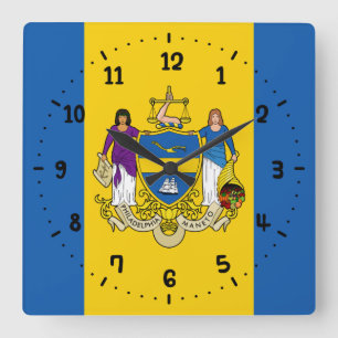 Relógio Quadrado Bandeira de Filadélfia, Clo de Parede Quadrada da