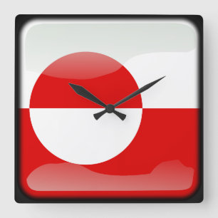 Relógio Quadrado Bandeira de Greenland