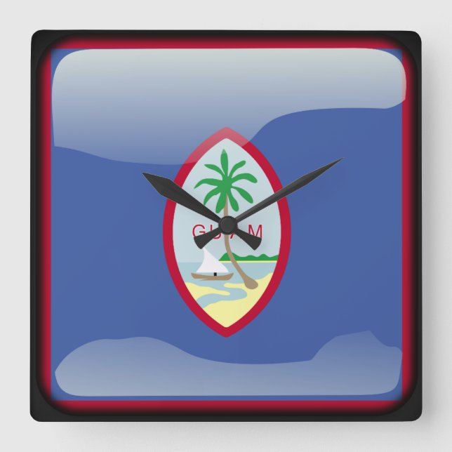Relógio Quadrado Bandeira de Guam (Frente)