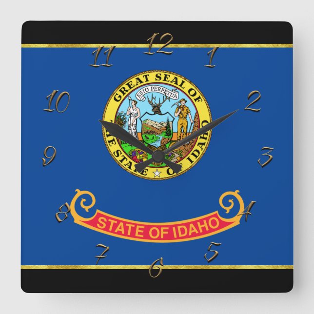 Relógio Quadrado bandeira de Idaho (Frente)