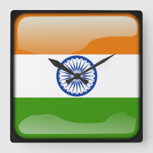 Relógio Quadrado Bandeira de India