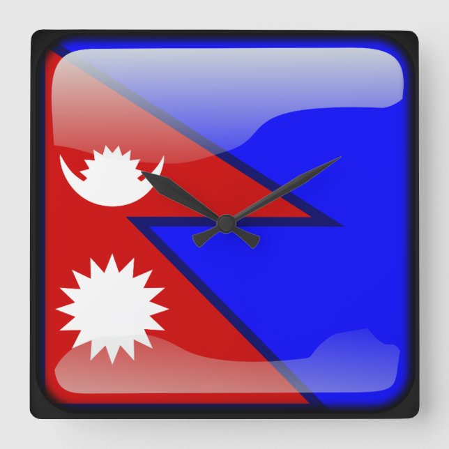 Relógio Quadrado Bandeira de Nepal (Frente)